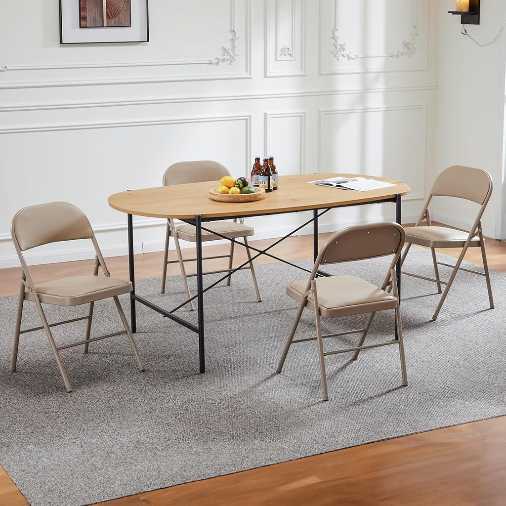 DUMOS Lot de 2 chaises pliantes rembourrées en cuir, siège commercial empilable portable pour intérieur et extérieur