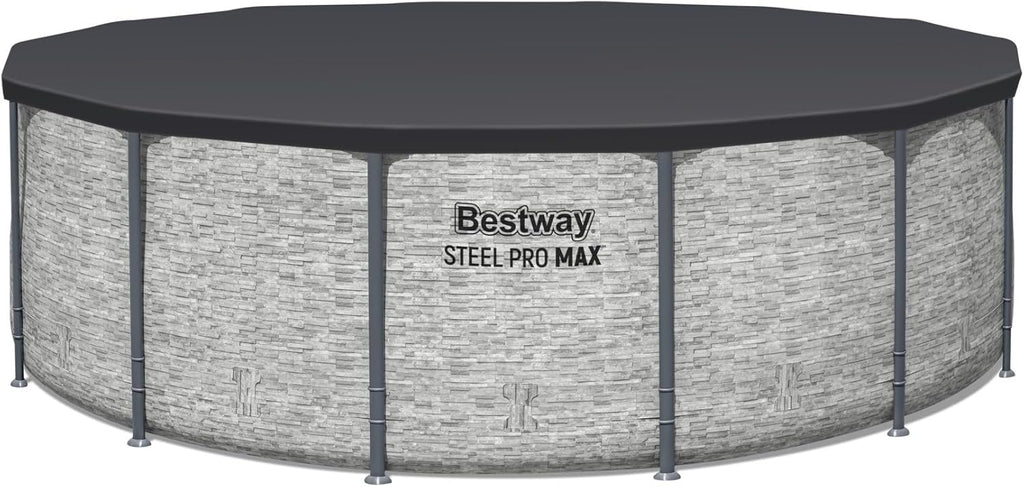 Piscine hors sol extérieure ronde Steel Pro MAX de 4,2 m x 122 cm avec cadre métallique et pompe de filtration de 1 000 litres, échelle et bâche