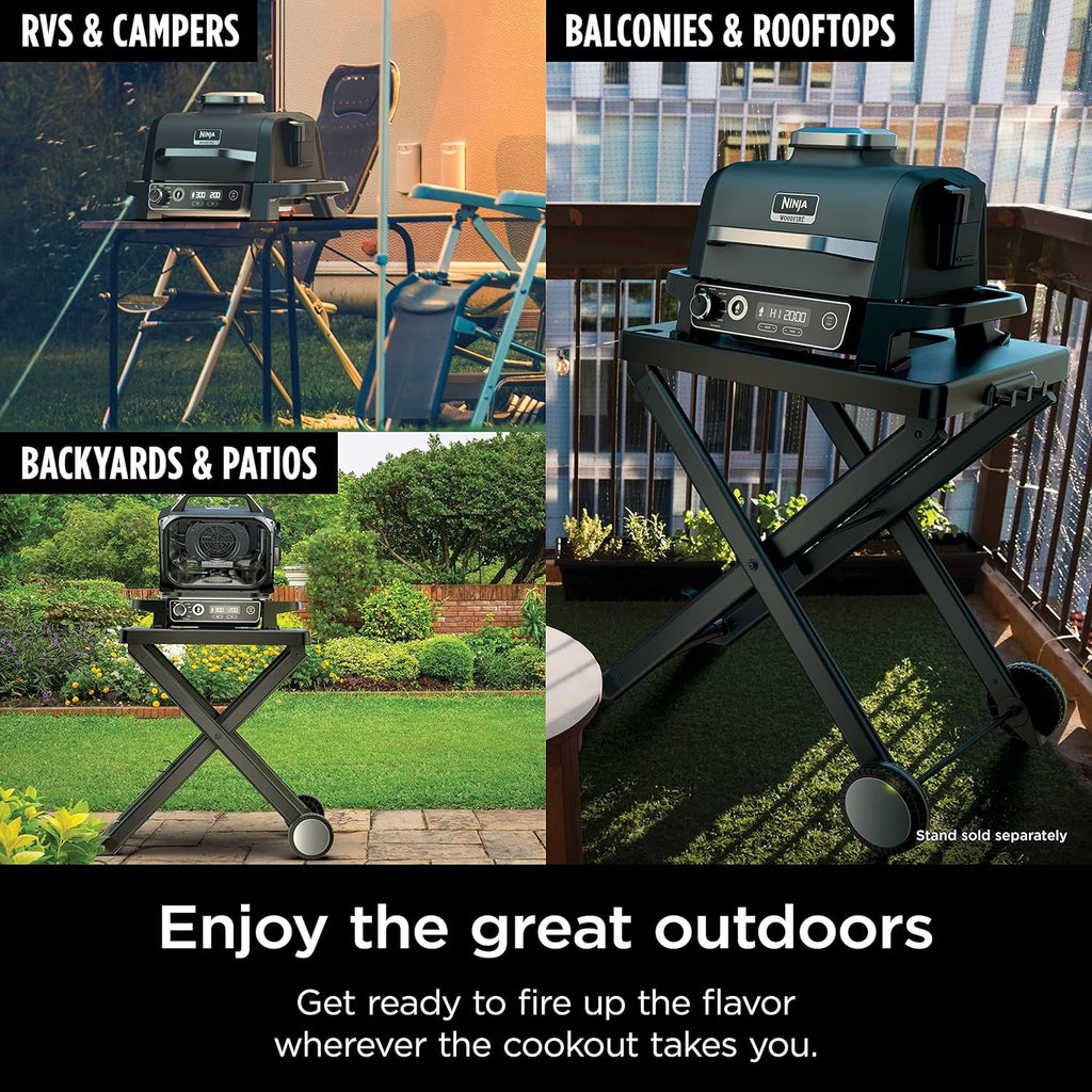 Barbecue d'extérieur OG751 Woodfire Pro avec thermomètre intégré, gril 7 en 1, fumoir et friteuse à air d'extérieur