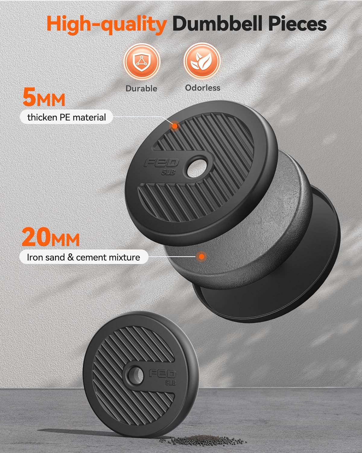 Haltères réglables Feierdun avec connecteurs Barre, kettlebell, support de pompes