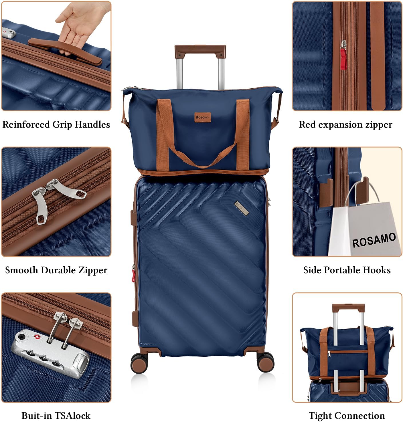 Ensemble de bagages 5 pièces valise extensible 22x14x9 certifié aviation ensemble de voyage étanche durable