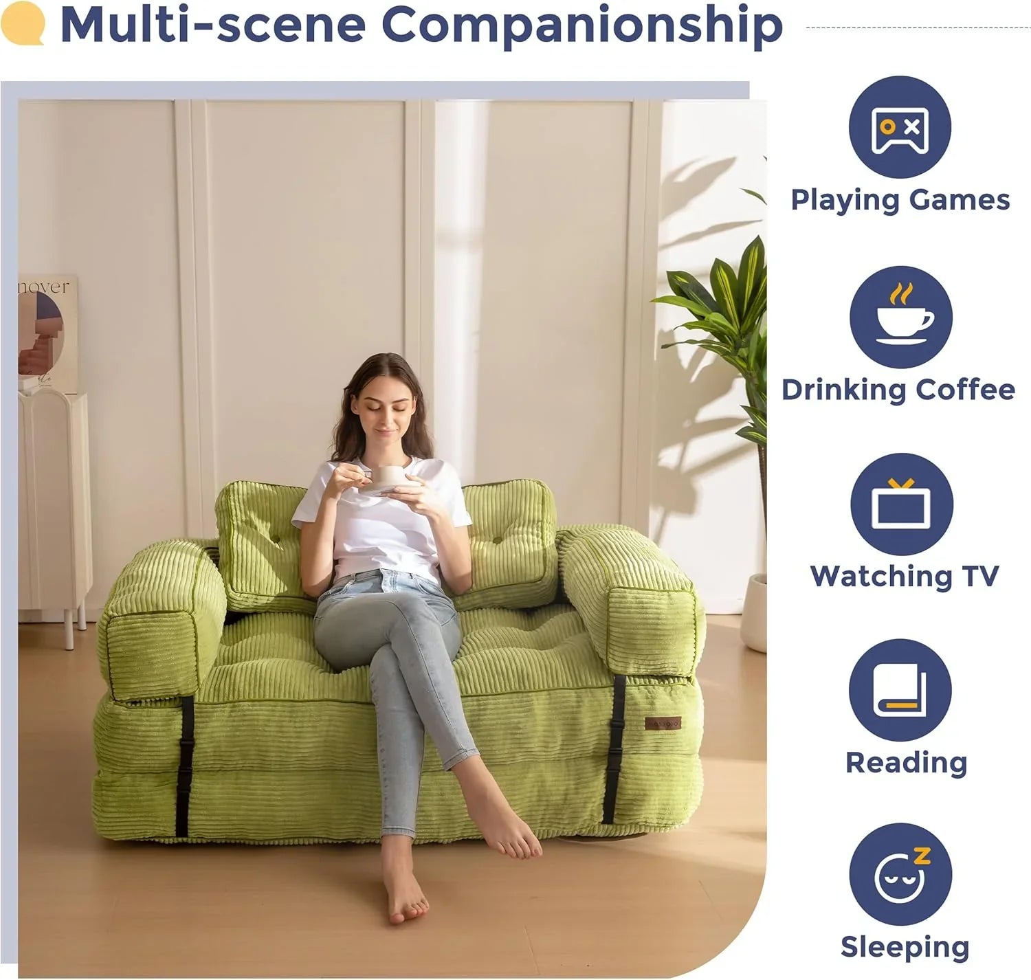 Canapé-lit pliant, canapé-lit convertible en L avec accoudoirs et oreillers