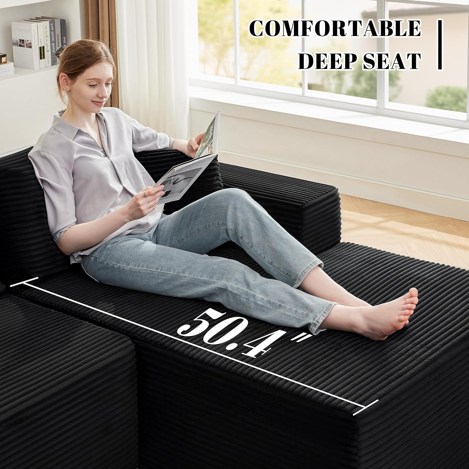 Canapé nuage de 110 pouces, canapé désossé dans le salon, canapé modulable avec sièges profonds