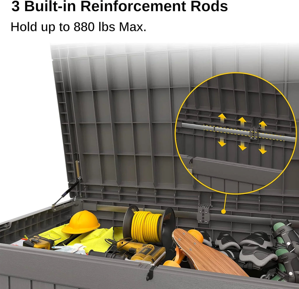 Coffre de rangement extérieur EAST OAK, coffre de terrasse de 60 gallons, utilisation intérieure et extérieure, bac de rangement en résine imperméable