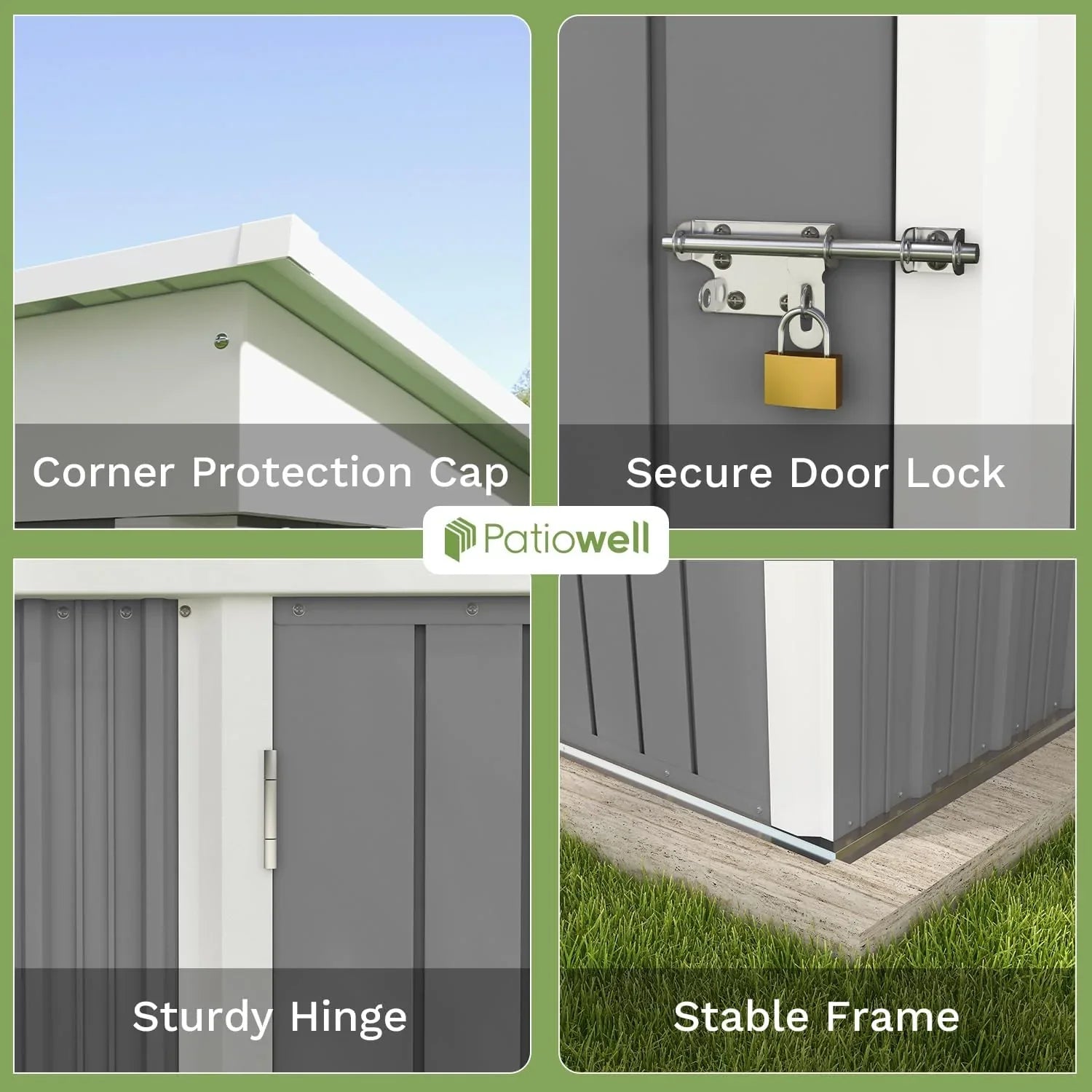Patiowell Abri de rangement extérieur 5 x 3 pi, abri à outils avec toit en pente et porte verrouillable