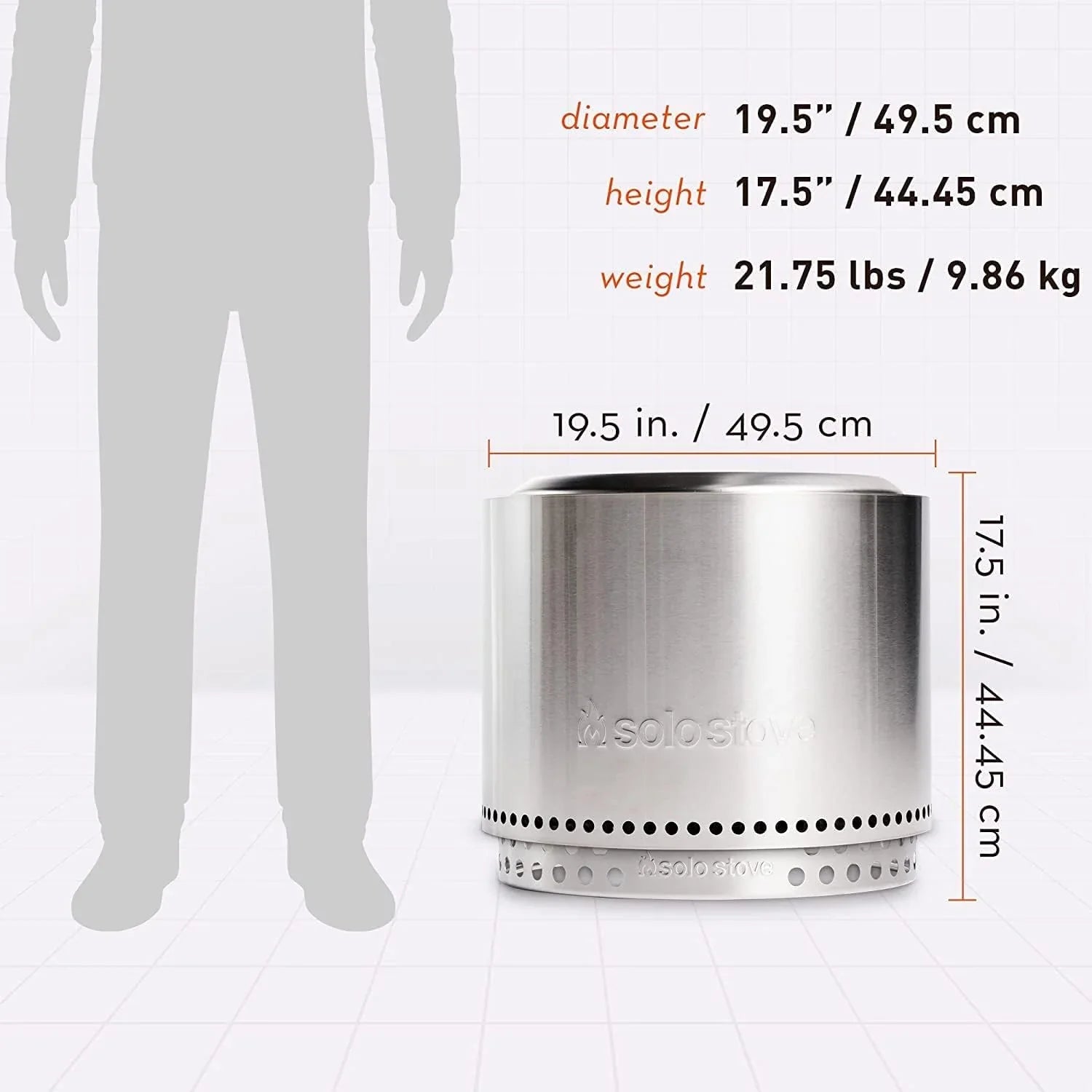 Solo Stove Bonfire 2.0 avec support, foyer sans fumée de 19,5 pouces, foyer à bois en acier inoxydable