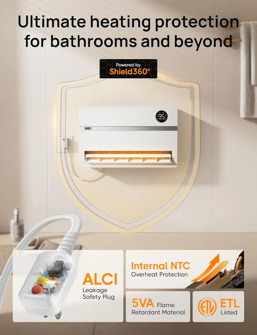 Chauffage mural intelligent, chauffage électrique de chambre, thermostat réglable 1500 W, minuterie 24 heures, chauffage d'intérieur facile à installer