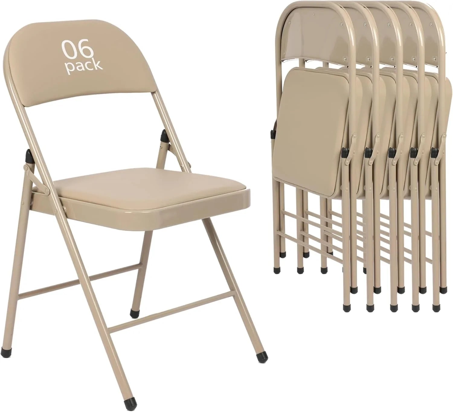 Lot de 6 chaises pliantes noires avec chaises en cuir pour événements intérieurs et extérieurs, chaises rembourrées pour bureau, mariage, fête