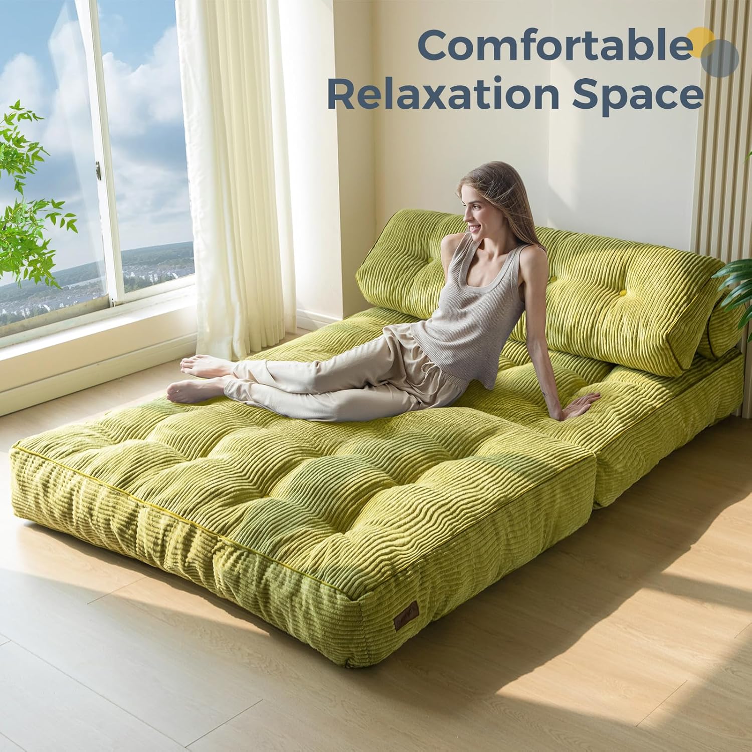 Canapé-lit pliant MAXYOYO, fauteuil convertible avec oreiller, matelas pliable avec support dorsal, fauteuil-lit pliant portable