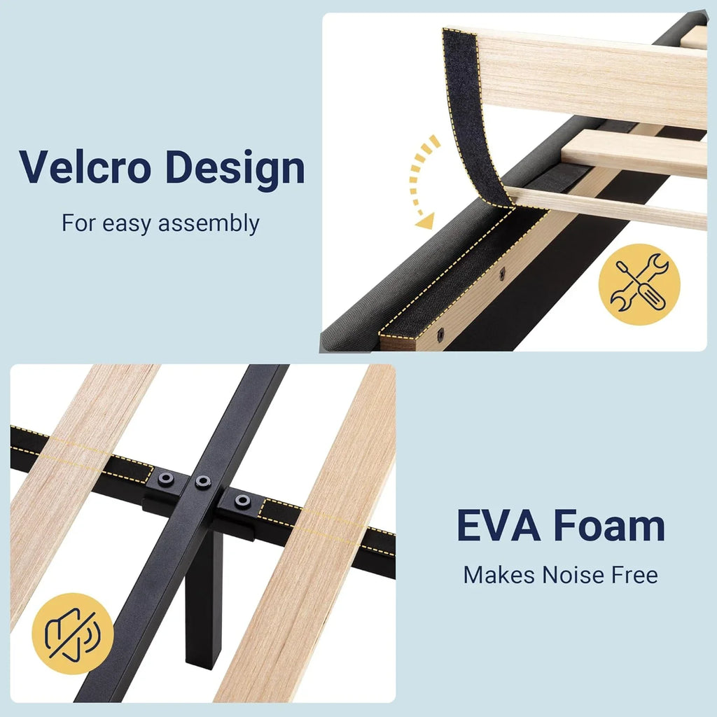 Cadre de lit plateforme Allewie King size avec tête de lit et planches rembourrées en velours