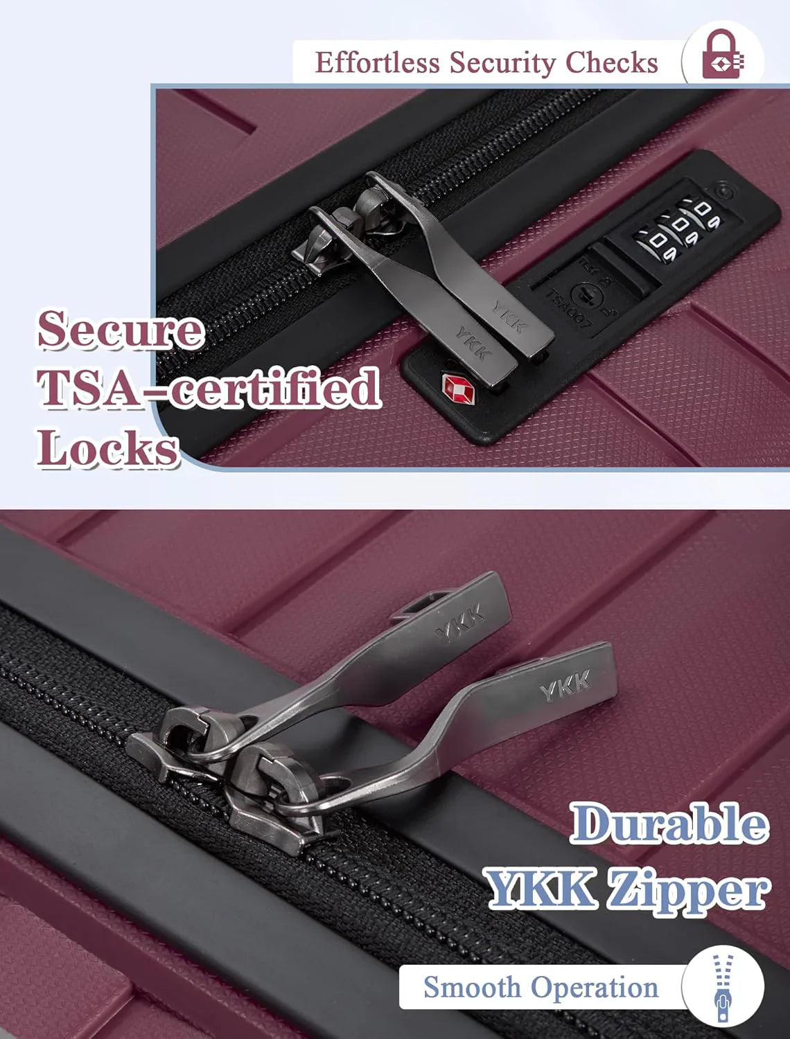 Ensemble de 5 bagages à roulettes, valise rigide en ABS avec roulettes pivotantes