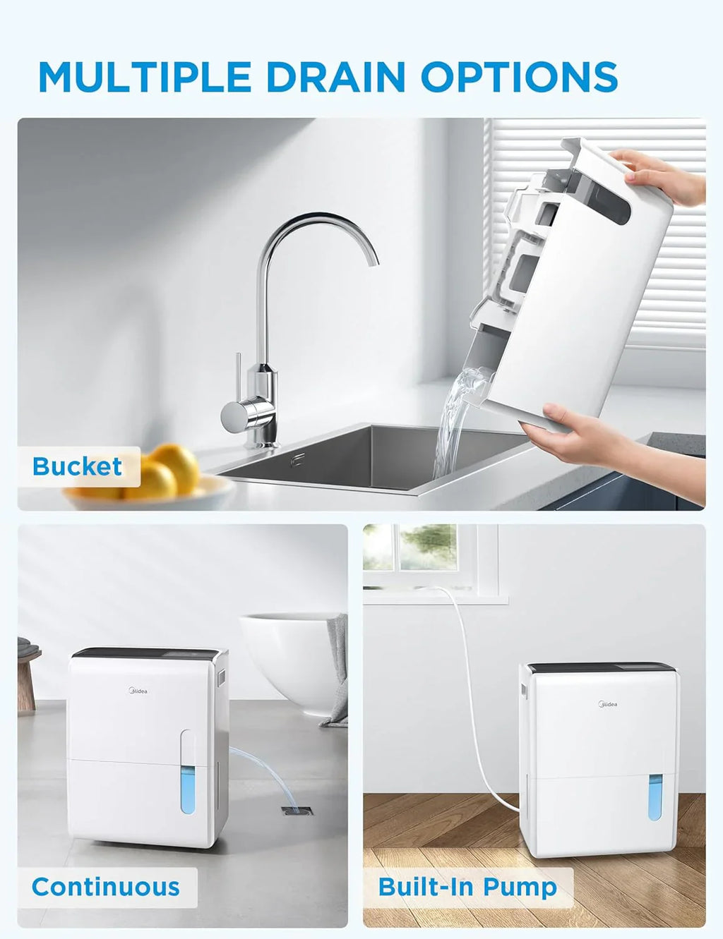 Déshumidificateur Midea de 4 500 pi² avec pompe, certifié Energy Star, 50 pintes