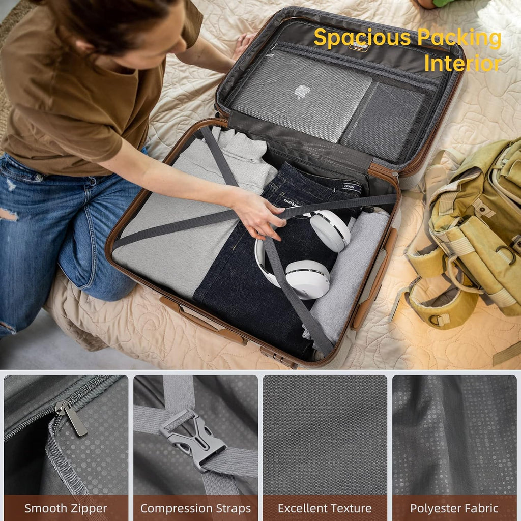 Ensemble de bagages 6 pièces, ensemble de valises rigides extensibles avec roulettes pivotantes, ensemble de bagages à roulettes légers