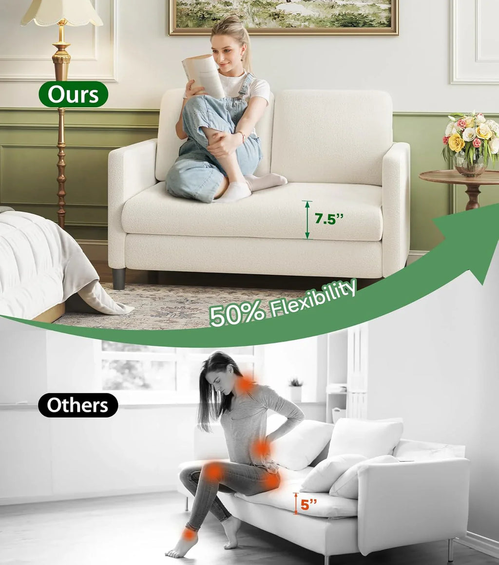 Causeuse de 51 pouces, causeuse confortable en velours côtelé