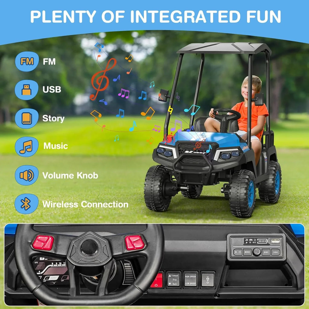 Voiturette de golf pour enfants R9 24 V avec télécommande et auvent amovible