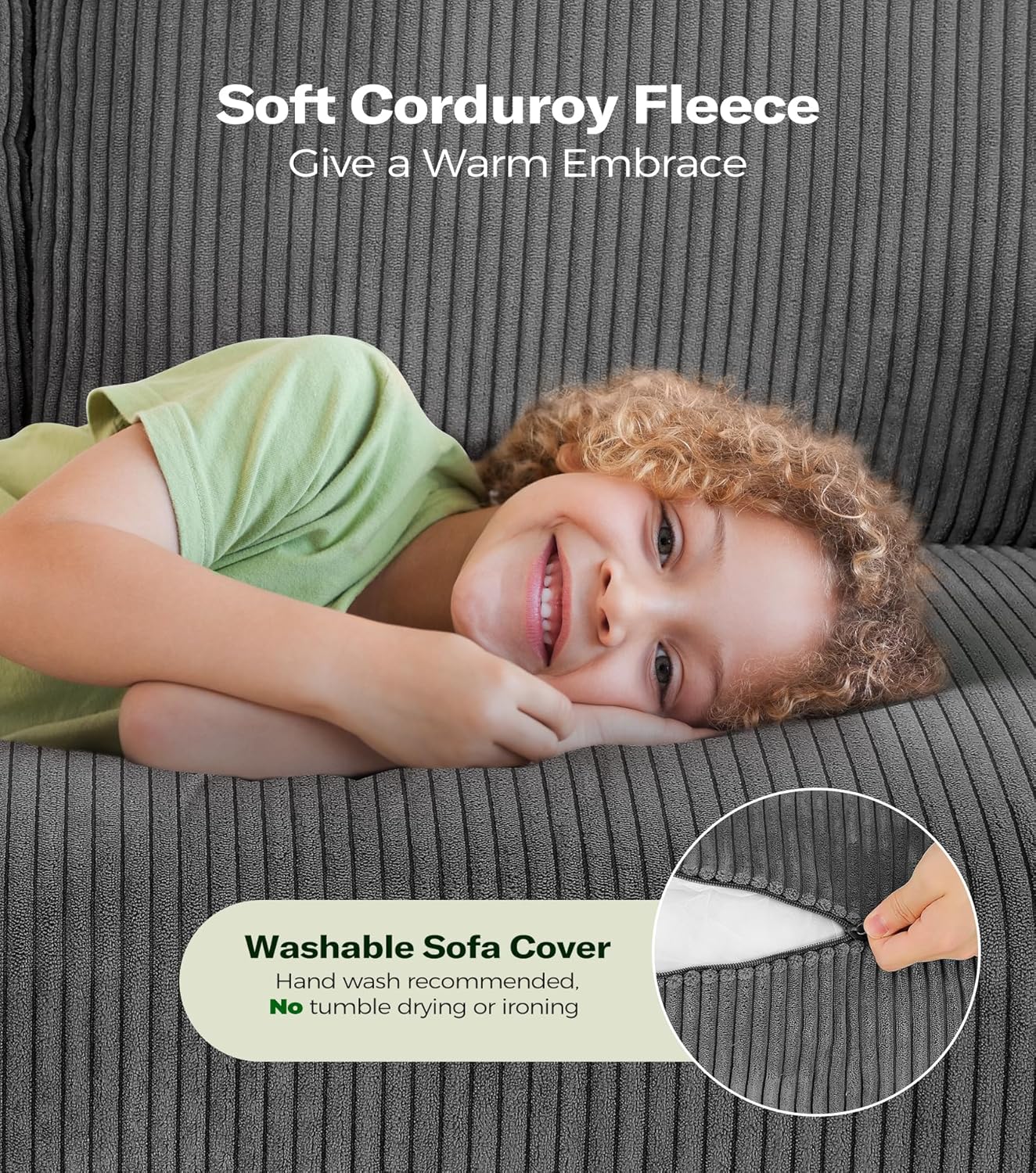 Causeuse de 51 pouces, causeuse confortable en velours côtelé