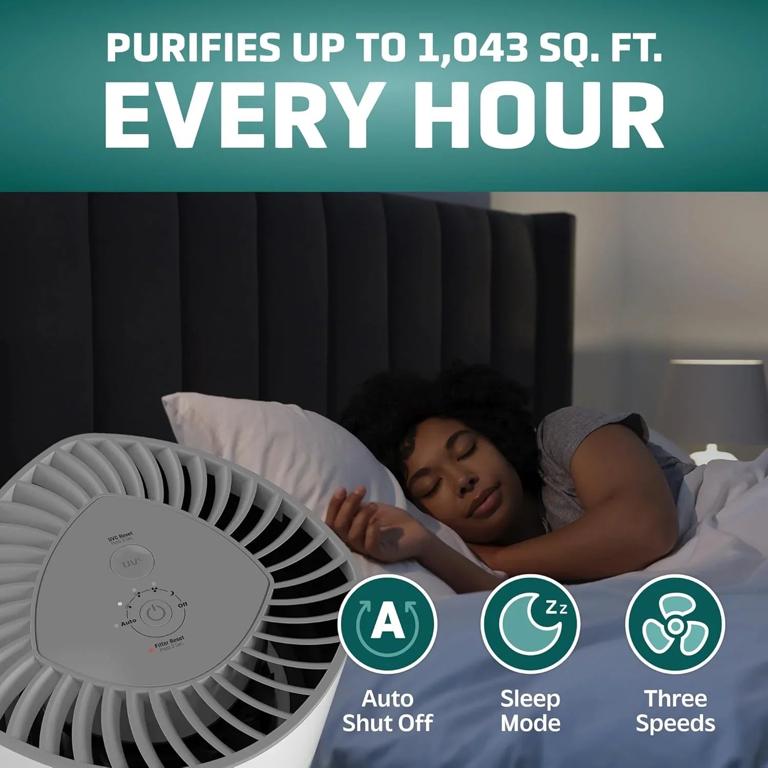 Purificateur d'air pour la maison, pour la fumée des feux de forêt, les animaux domestiques, le pollen, les odeurs, les grandes pièces jusqu'à 1043 pi²