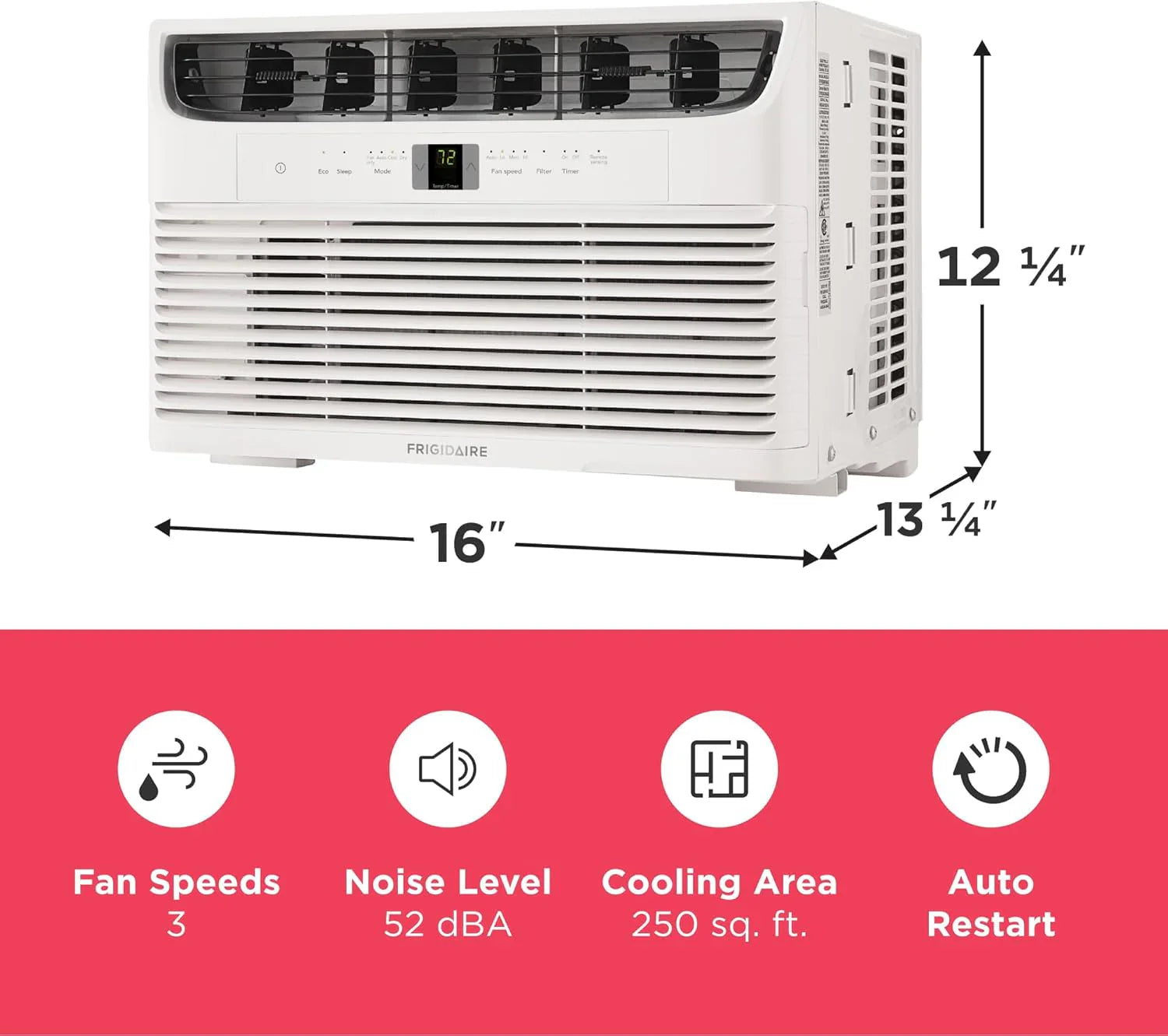 Climatiseur de fenêtre Frigidaire 5 000 BTU avec télécommande, refroidit jusqu'à 150 pi², fonctionnement silencieux