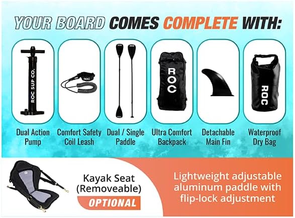 Planche de stand-up paddle gonflable ROC Accessoires de planche de paddle SUP Pont antidérapant confortable