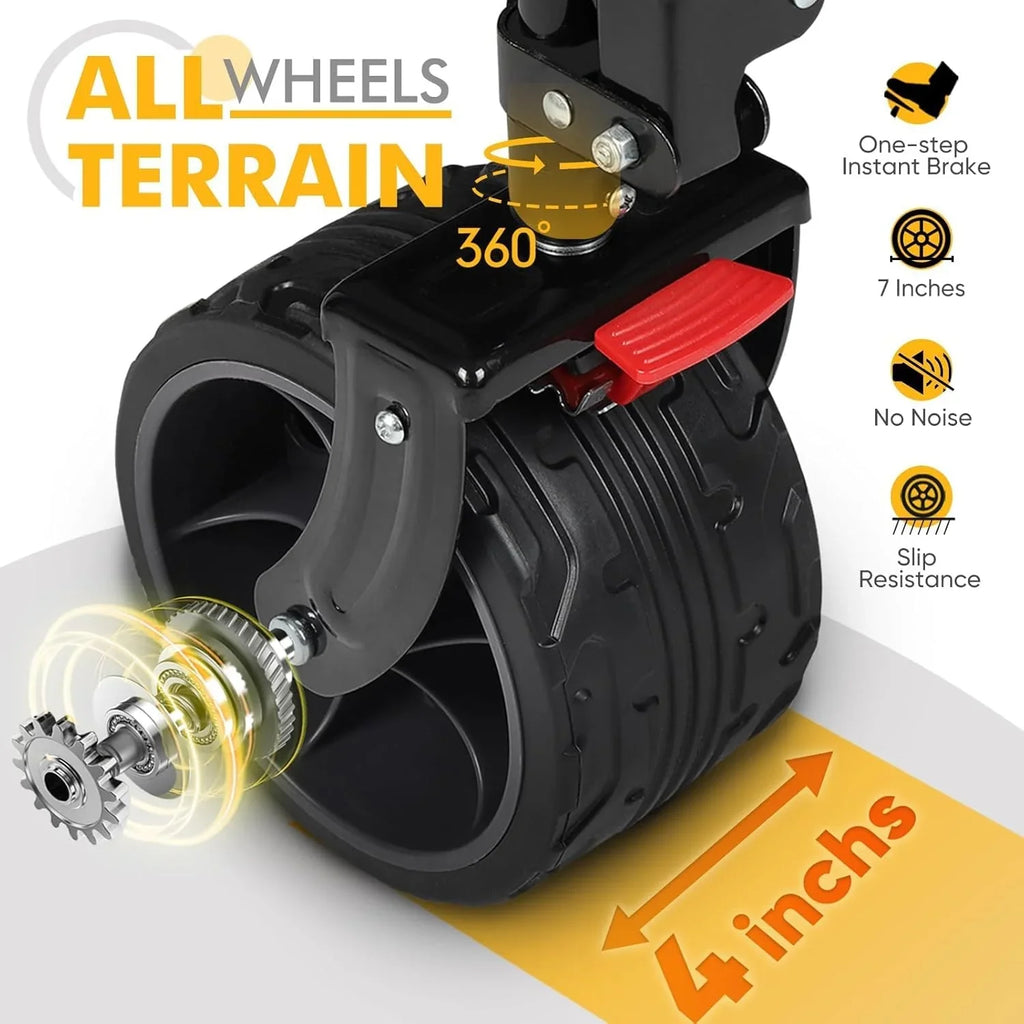 Chariot pliable à deux étages grande capacité de 400 L avec freins, chariot extensible extra long de 50 po, chariot pliable robuste de 500 lb.