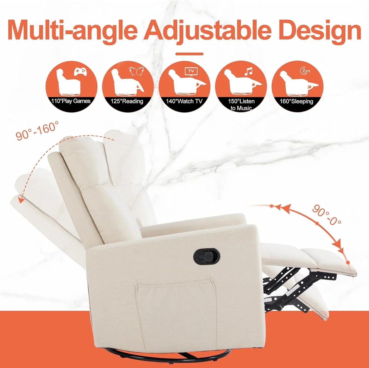 Fauteuil inclinable de massage pour adulte Sweetcrispy, siège de cinéma maison réglable avec support lombaire