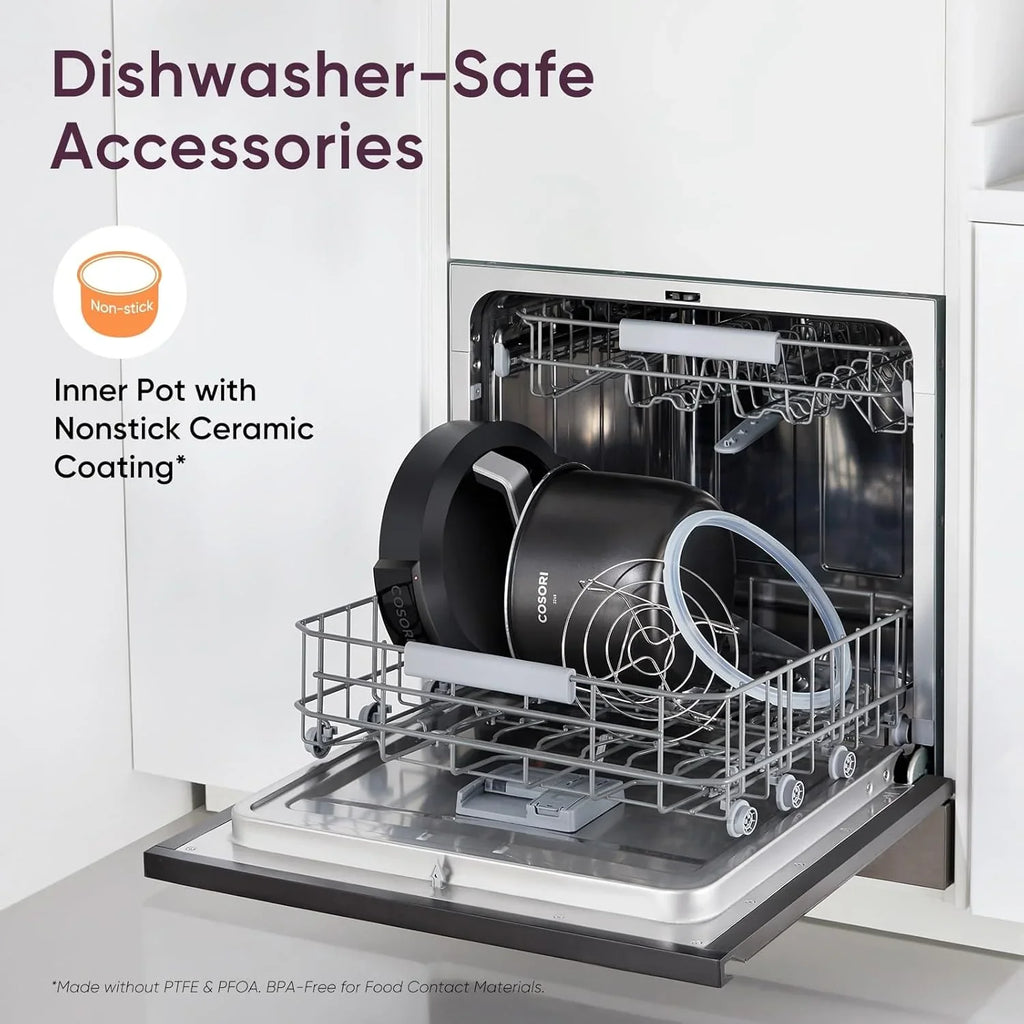 Autocuiseur multifonction en acier inoxydable COSORI de 6 litres avec pot intérieur en céramique pour le riz, la cuisson lente, la cuisson sous vide et les sautés