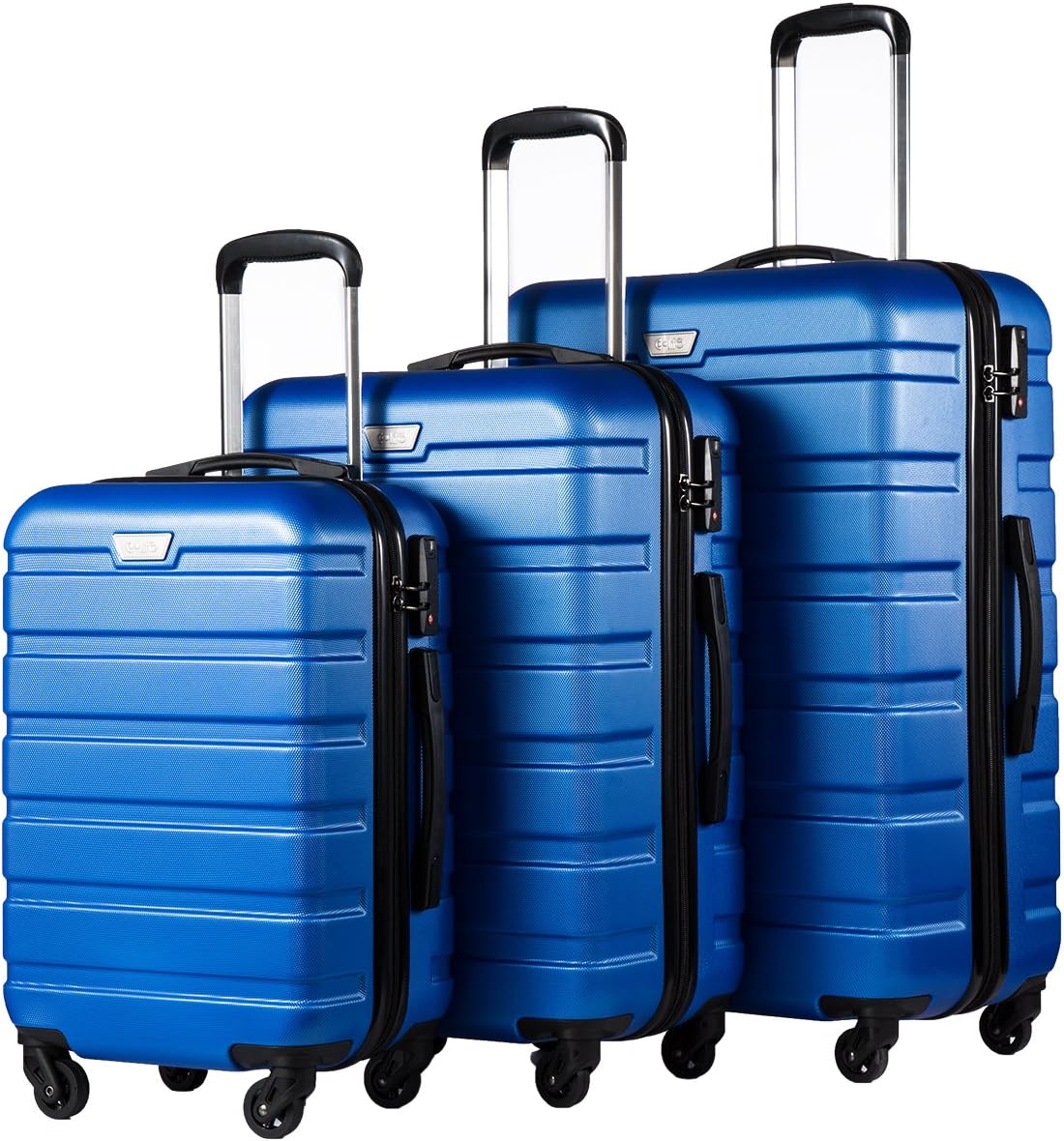 Ensemble de 3 valises Coolife, valises à roulettes rigides et légères avec serrure TSA