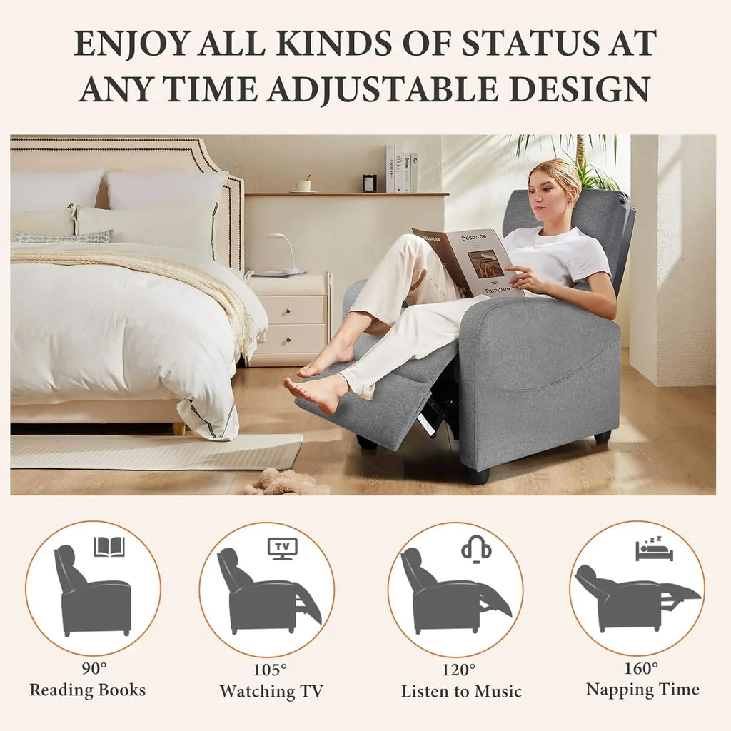 Fauteuil inclinable de massage pour adulte Sweetcrispy, siège de cinéma maison réglable avec support lombaire