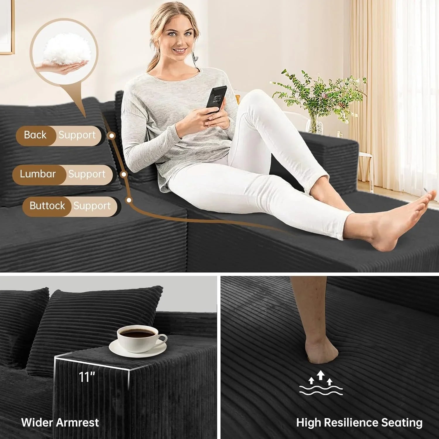 Canapé-lit gigogne de 60 pouces, canapé en mousse à mémoire de forme avec 2 oreillers, lit futon, lit d'appoint et canapé-lit,