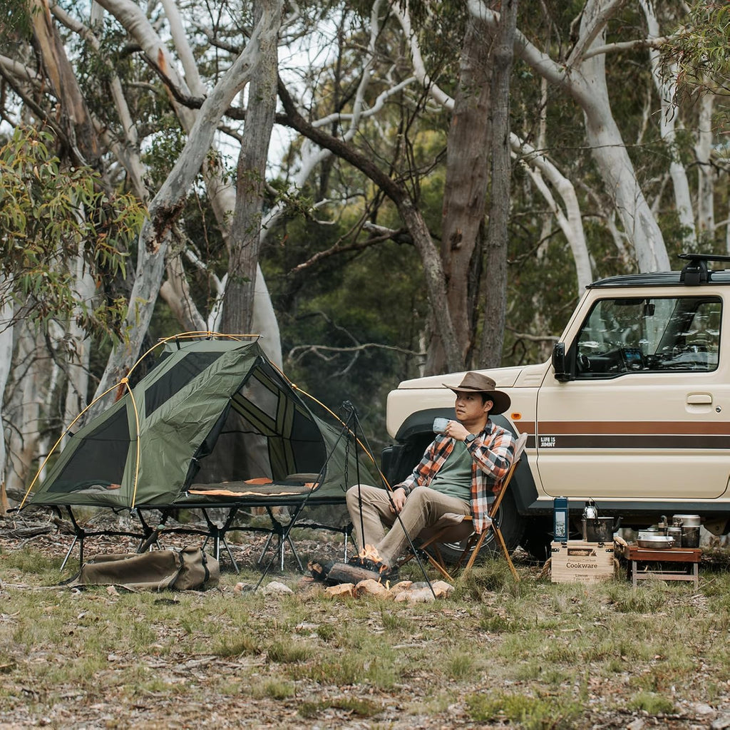 Tente de camping pour lit de camp - Lit de camp combiné hors sol imperméable pour 1 personne pour adultes, tente portable et facile à installer