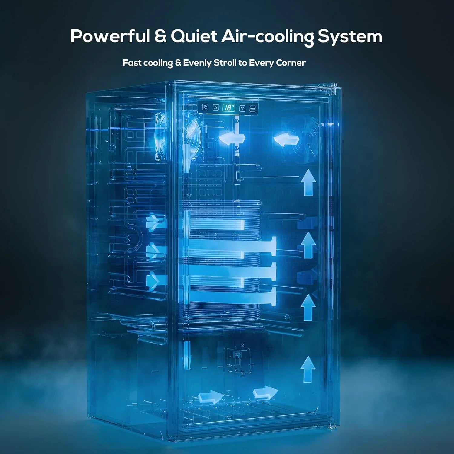 Réfrigérateur à boissons - 120 canettes - Mini réfrigérateur autonome avec porte vitrée, étagères réglables et affichage numérique de la température pour sodas, vins et bières.