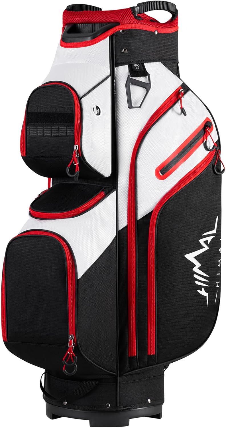 Sac de chariot de golf, organiseur à 15 compartiments, compartiment supérieur avec poignées et housse de pluie