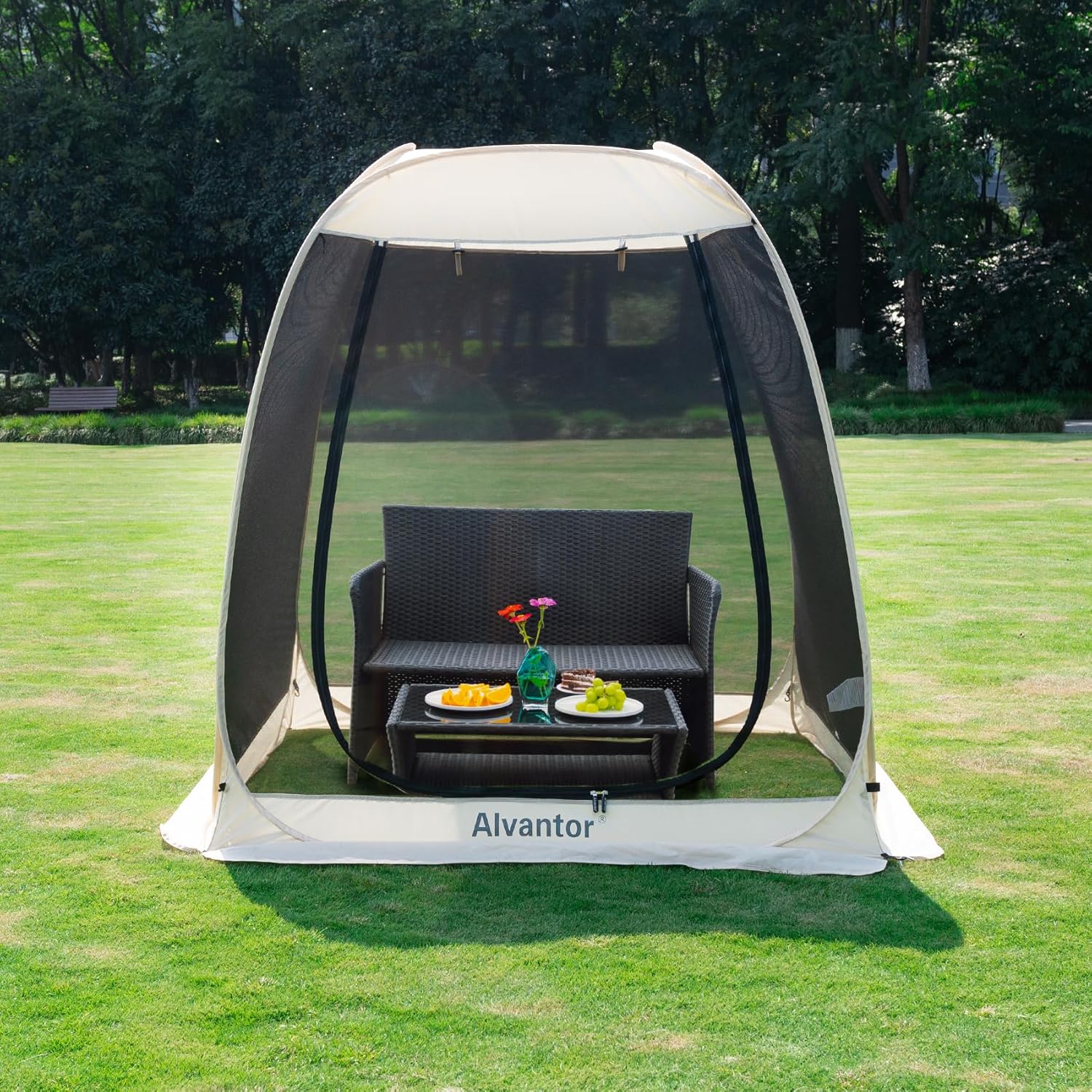 Gazebo Alvantor Screen House, tente à auvent abri igloo escamotable pour 6-10-15 personnes