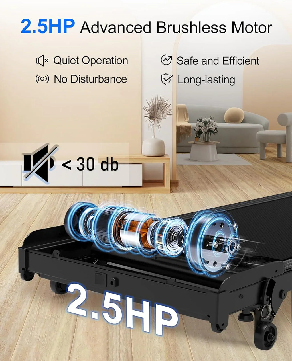 Tapis de course Lichico Walking Pad sous le bureau, tapis de course électrique sans balais ultra-silencieux pour la marche et le jogging avec télécommande