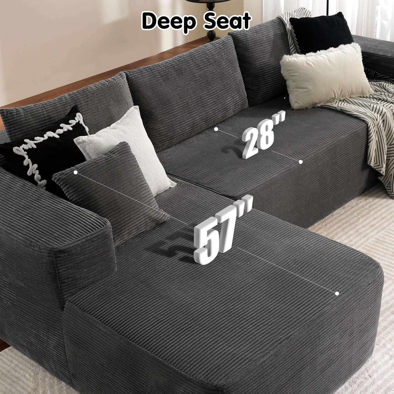 Canapé Ovios 104" Cloud Section Fauteuil en L, canapé modulaire moderne