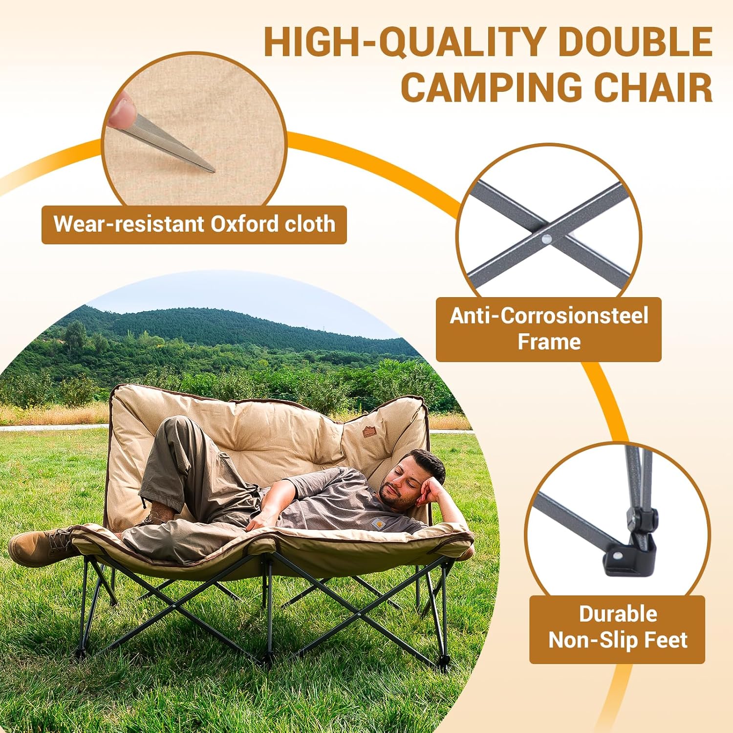 Chaise papillon, chaise de camping extra large, épaisse et confortable, chaise pliante portable, siège robuste de 400 lb