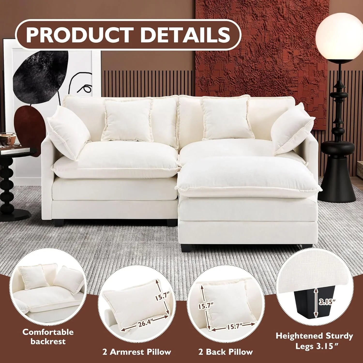 Canapé modulaire moderne en forme de U de 146 pouces d'ihanherry