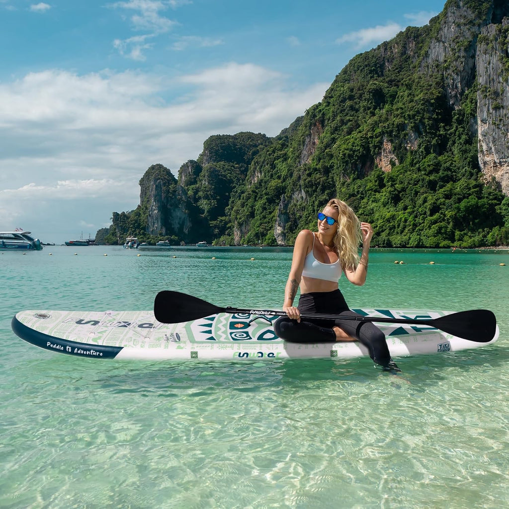 Planche de stand up paddle gonflable FunWater avec accessoires de pagaie SUP haut de gamme, pont EVA antidérapant, pagaie 11'/10'6'