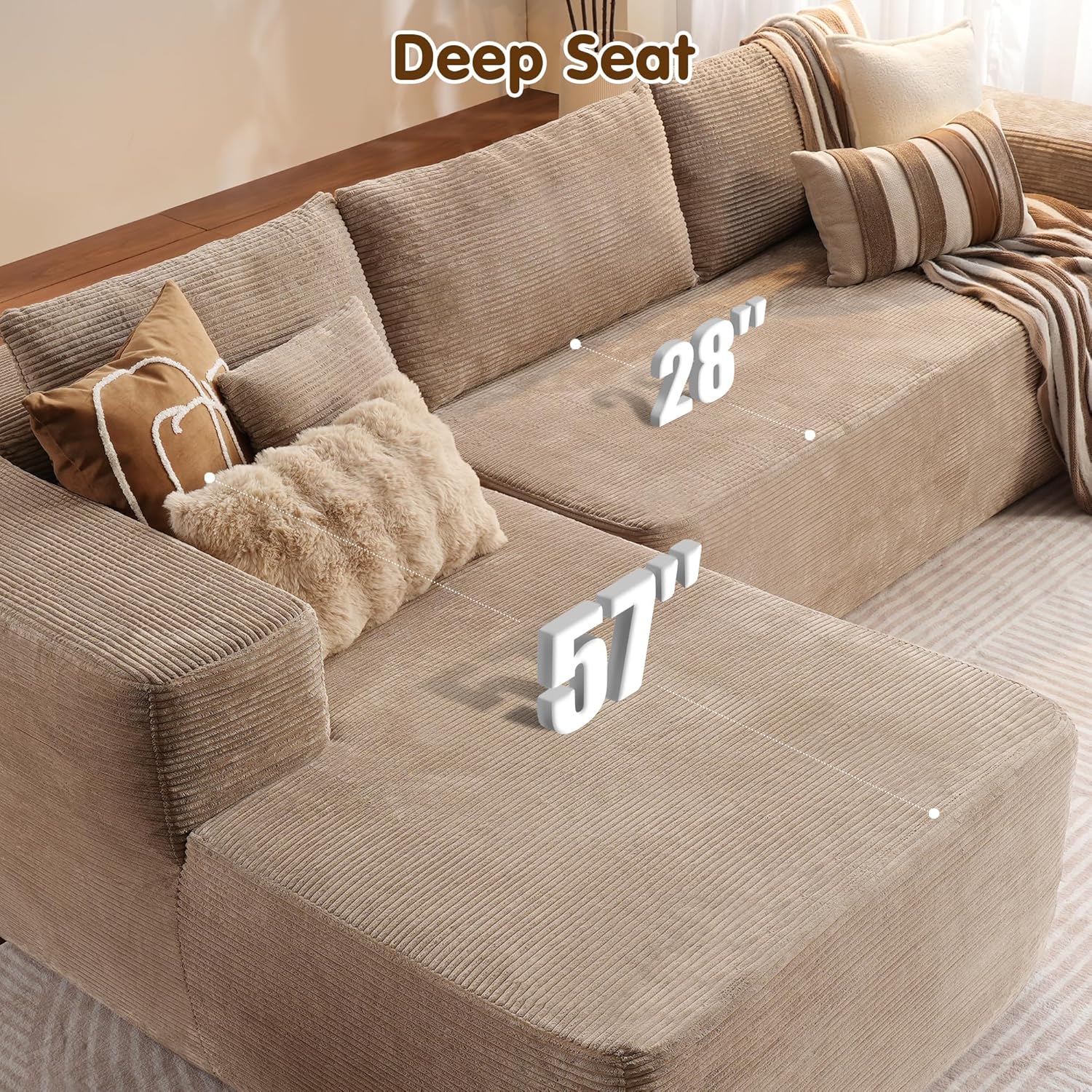 Canapé Ovios 104" Cloud Section Fauteuil en L, canapé modulaire moderne