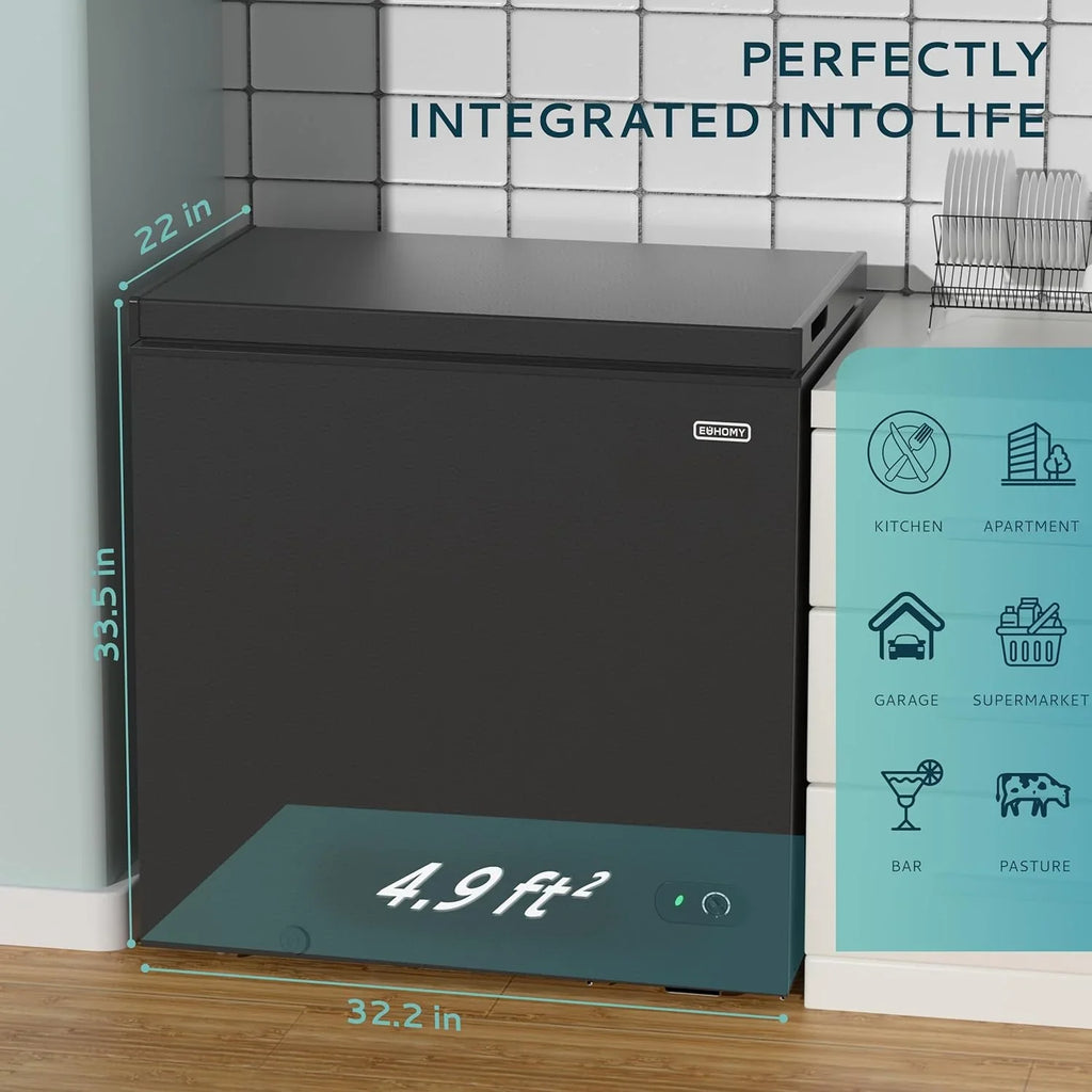 EUHOMY 3.5 Cubic Foot Upright Freezer, Small Deep Freezer, Adjustable 7 Thermostats, Quiet Mini Freezer, Freestanding Top Door