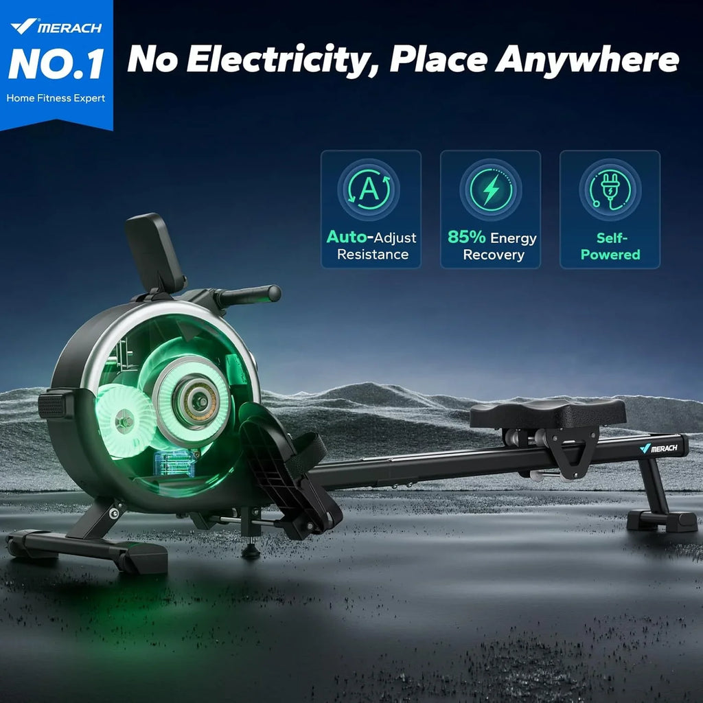 Rameur domestique Merachi à résistance silencieuse et double glissière