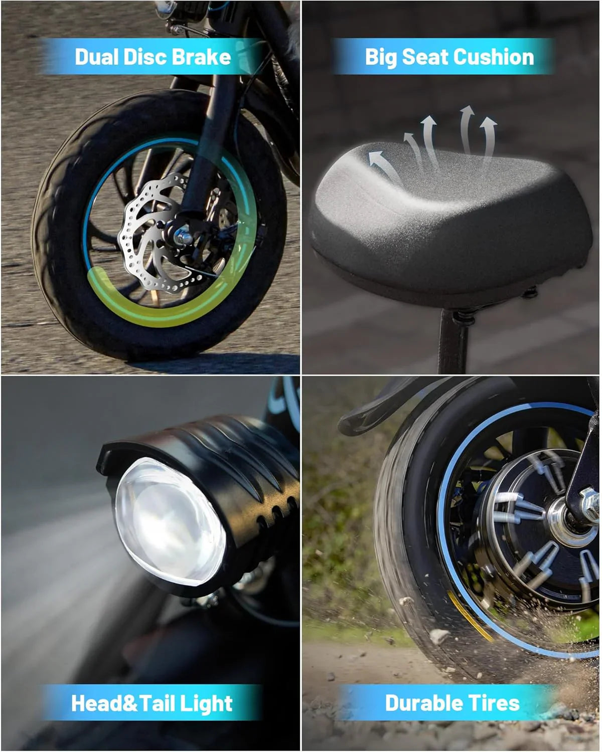 Trottinette électrique Gyroor pour adulte avec grand panier central, autonomie de 32 km, pliable et siège