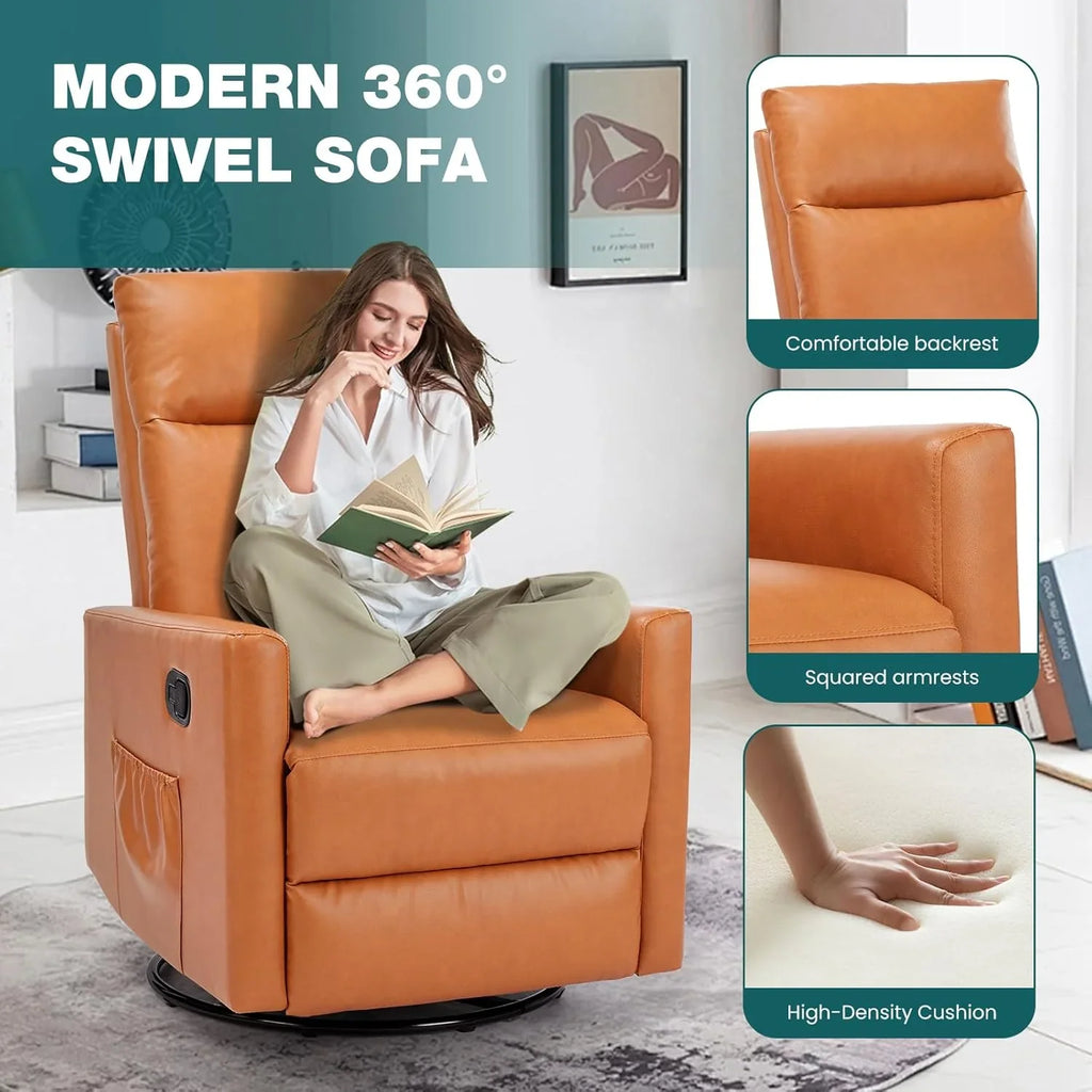 Fauteuil à bascule pivotant à dossier haut avec repose-pieds, fauteuil bébé rembourré avec siège profond et confortable