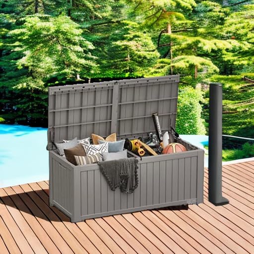 Coffre de rangement extérieur EAST OAK, coffre de terrasse de 60 gallons, utilisation intérieure et extérieure, bac de rangement en résine imperméable