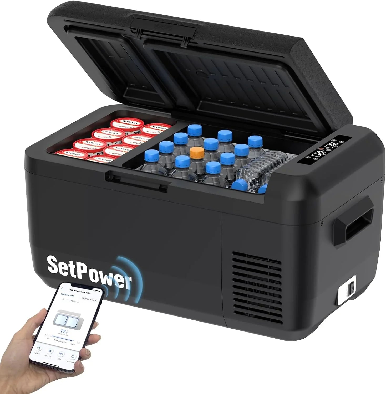 Réfrigérateur portable 12 V 21 litres, autonomie de 50 heures, glacière électrique pour voiture