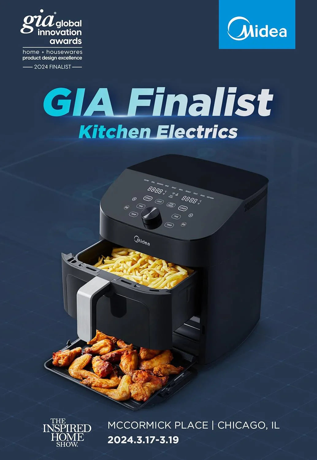 Friteuse à air double panier 11 pintes 8 en 1 avec fenêtre transparente