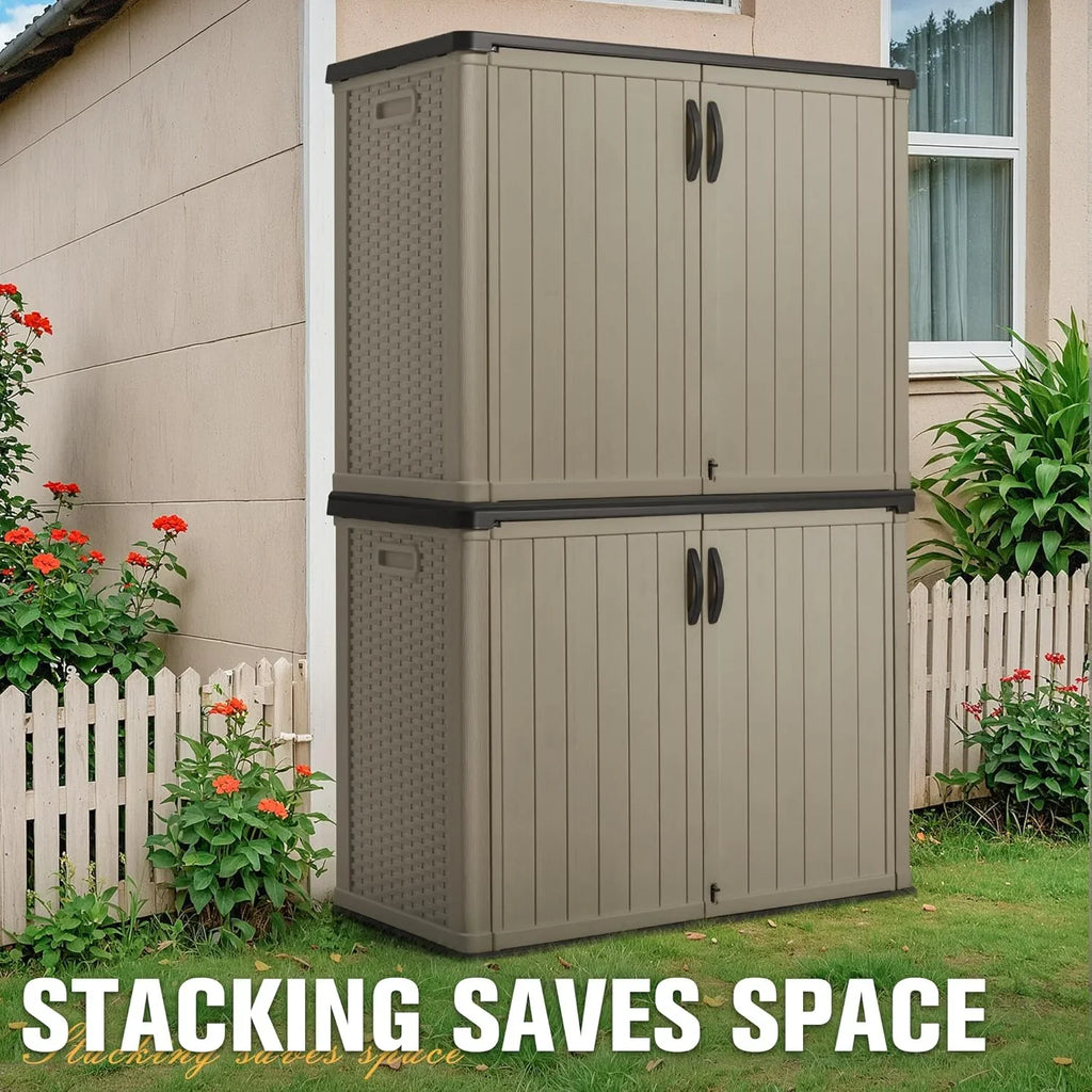 Abri de rangement horizontal extérieur Greesum 27 pieds cubes en résine grand coffre de rangement