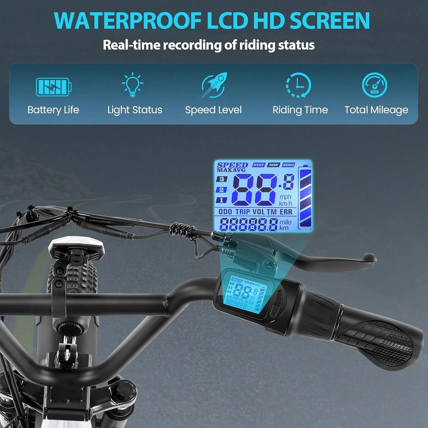 Trottinette électrique pliable Caroma Peak 800 W pour adulte avec pneus de 20 pouces de large, batterie 48 V, panier et siège réglable.