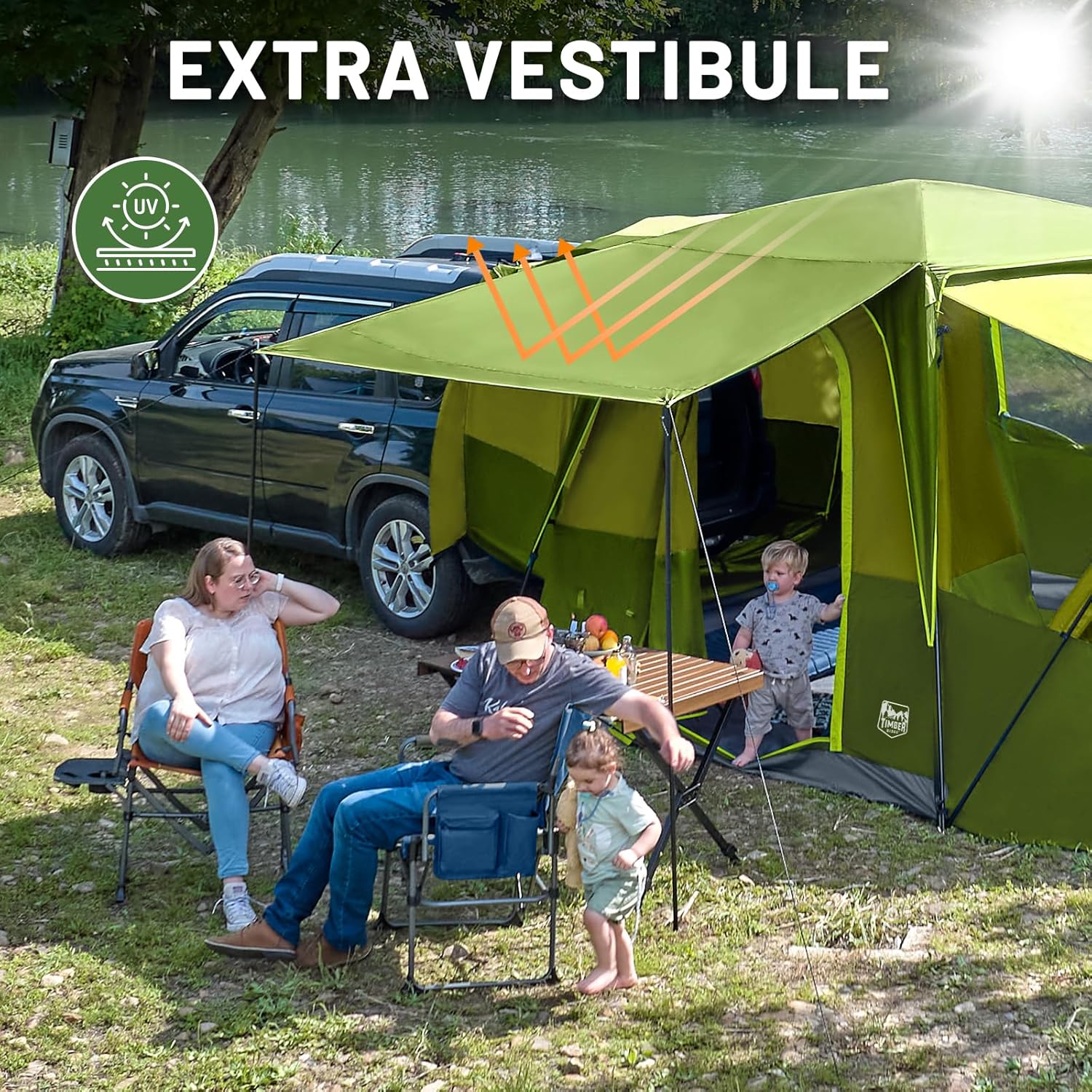 Tente SUV Timber Ridge 5 à 9 personnes avec porche et auvent pour camping familial