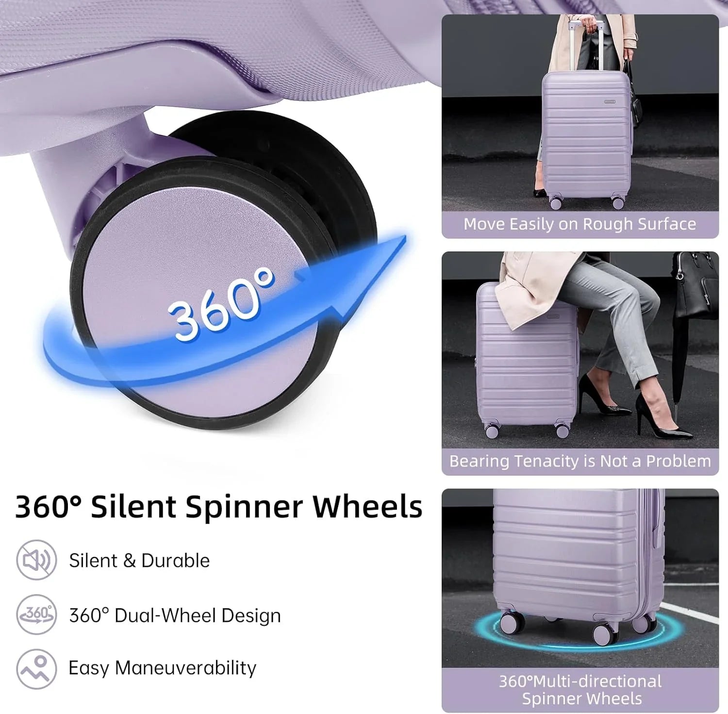 Ensemble de bagages 6 pièces, ensemble de valises rigides extensibles avec roulettes pivotantes, ensemble de bagages à roulettes légers